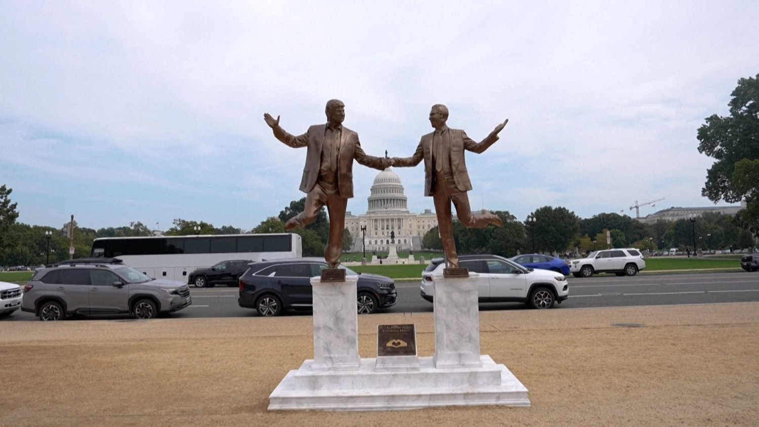 Controversial Statue of Trump and Epstein Reinstated on Capitol Hill